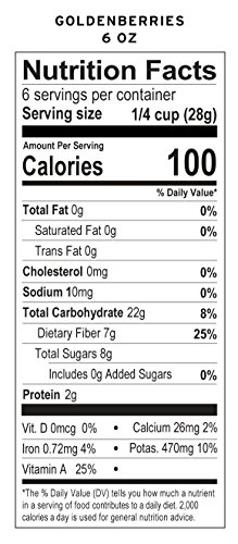 Essential Living Foods Organic Goldenberries, Dried, Highest Quality, Single Origin, Vegan, Superfood, Non-GMO, Gluten-Free, Kosher, 6 Ounce Resealable Bag