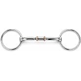 Pro Rider Horse SS Loose Ring Snaffle Bit with Copper Rollers 5" Mouth 35567B