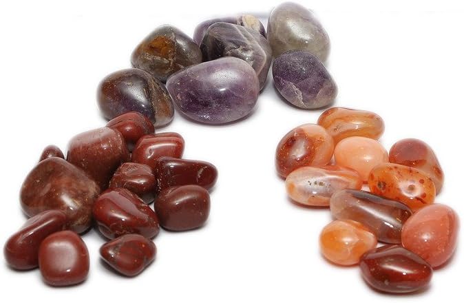 Aqeeqee Natural Amethyst, Carnelian and red Jasper Gemstone tumbles for Healing, Reiki,vastu