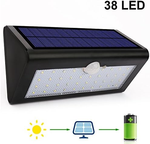 38 LED Solar Lights - EnerEco Solar power Motion Sensor Light, Wireless Waterproof Outdoor Security Night Light Lamp for Gate Door Driveway Garden Patio Yard Fence Home Stairs Outside Wall