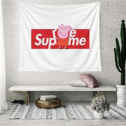 Oathene Peppa Pig Supreme Background Tapestry Wall Hanging For Bedroom Living Room Dorm Polyester 979 80 W X 60 L