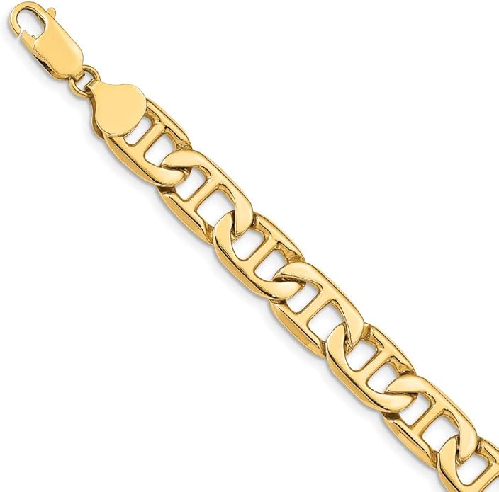 14ct Yellow Gold 8.75mm Solid HandAnchor Link Bracelet, 7" Amazon.co