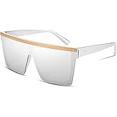 FEISEDY Oversized Sunglasses Mens Womens Flat Top Square Trendy Visor Shades UV400 B2470