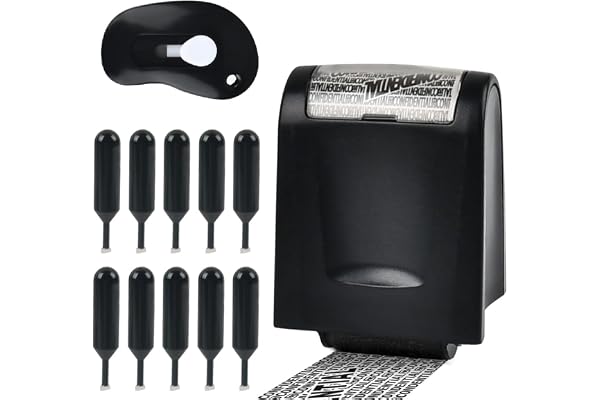 TIMESETL Identity Theft Protection Roller Stamp Wide Kit, Privacy Stamp Roller With 10 Ink Refills Information Blocker Stamps