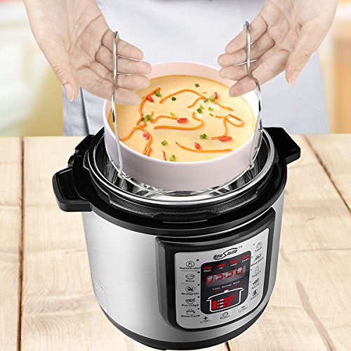Aiduy Steamer Rack Trivet with Handles for Instant Pot Accessories 3 or 5 Qt Pressure Cooker, Stainless Steel Steamer Rack Stand Metal Trivet, Long Handle for Easy Pot Removal