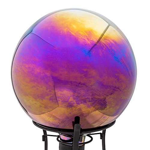 Truu Design, Mirror Finished Gazing Ball with Metal Stand, 10 x 12 inches, Multicolor - Thumbnail 2