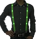 Glowseen Light up Glowing Clip on Adjustable Suspenders for Party Costume - Green