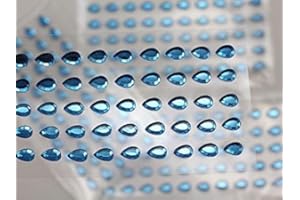 ALLSTARCO Teardrop Self Adhesive Acrylic Rhinestones Plastic Face Gems Stick On Body Jewels for DIY Cards and Invitations Crafts Bling Sticker - 5 Sheets - 250PCS (6x4mm Blue Sapphire)