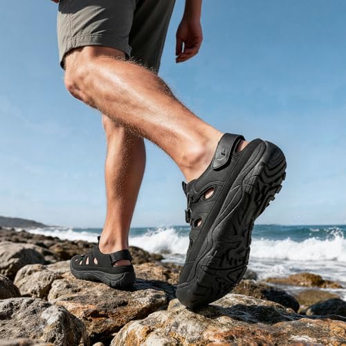 FitVille Outdoor Sport Sandals for Men with Wide Toe Box Mens Athletic Sandals - Hiking, Walking & Beach