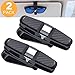 Glasses Holder for Car Sun Visor, 2 Pack Sunglasses Eyeglasses Mount for Car,Double-Ends Clip -180° Rotational Car Glasses Holder with Ticket Card Clip (2 Pack Black)