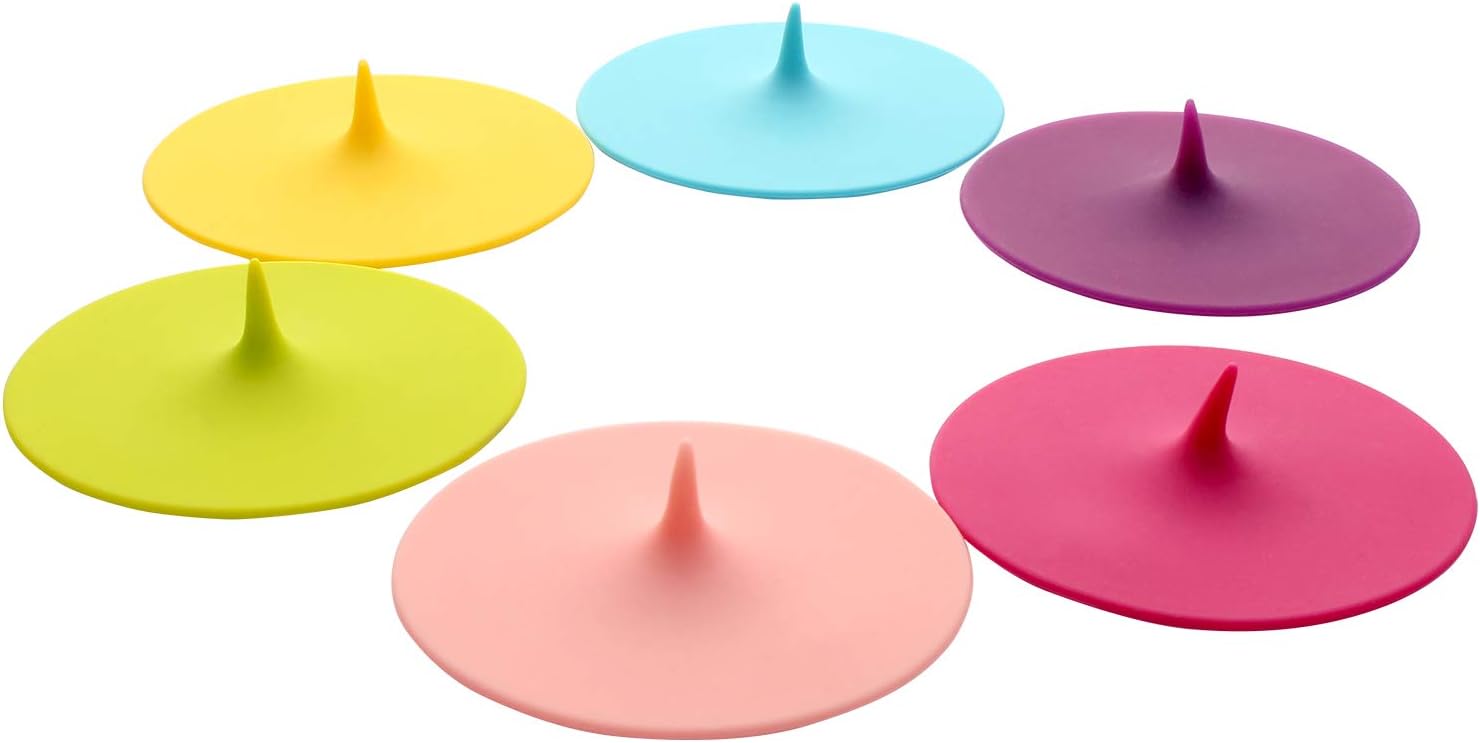Silicone Cup Lids, IPHOX Creative Durable Silicon Mug Cover [Set of 6