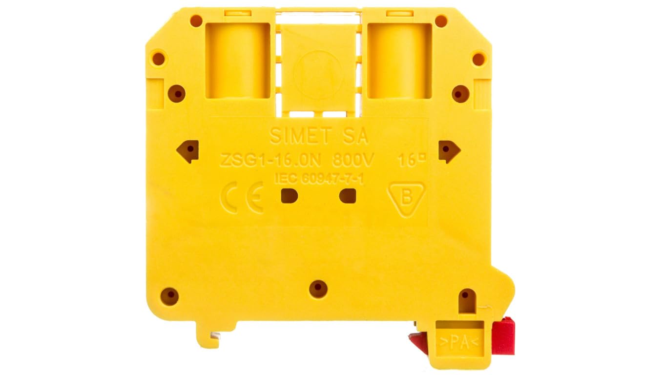 SIMET Brand YELLOW ZSG1-16.0NZ Rail Mounted Screw Terminal Block