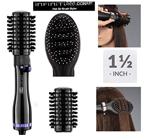 INFINITI PRO CONAIR BC178 Tourmaline Ceramic 1 1/2” inch Hot Air & Paddle Brush (1 1/2” inch, black/purple)