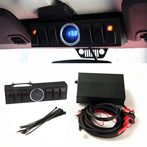 6-Switch Control Panel Box for Jeep Wrangler JK JKU LED Lights Bar Rock