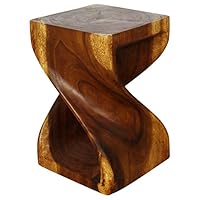 Haussmann Original Wood Twist Stool 12 x 12 x 18 in High Walnut Oil