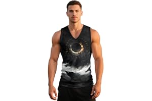 GLUDEAR Men Viking Symbols Tank Top Odin Raven Tattoo Graphic Print Workout Gym Muscle Fit V-Neck Tees Shirts