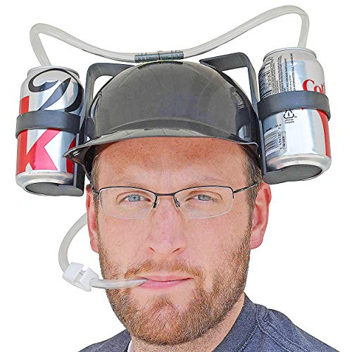 Fairly Odd Novelties Beer Soda Guzzler Helmet Drinking Party Hat, Black