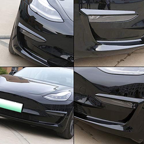 CoolKo Fog Light Eyebrow Cover Trim Frame Exterior Decoration Compatible with Model 3 - Black Piano Pattern [ 1 Pair - Black ] - Thumbnail 7