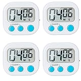 Digital Kitchen Timer - Magnetic Back And ON/OFF Switch,Minute Second Count Up Countdown,4 Pack