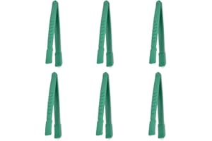 Plastic Tweezers Set, 6 Pieces, Curved Head Design for Children, Crafts, School (Flat Head)