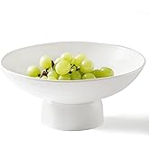 Onniyor 10 Inch Ceramic Fruit Bowl with Stand for Kitchen Counter, Large Serving Bowl for Dining Table, Modern Decorative Bowl for Home Decor & Gift, Elegant Versatile Vegetables Holder Storage, White