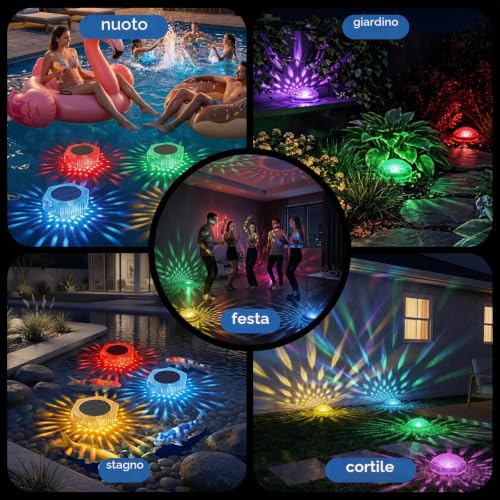 Solar Float Lights for Swimming Pool, 7 Colors RGB + Running Effect, IP68 Waterproof, 4 Brightness Levels, 10m Remote Control, Timer 2/4/6h - for Pool, Pond, Garden, Party Decoration