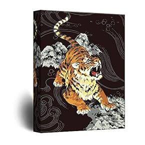 Canvas Wall Art - Drawing of Tiger on Black Background - Giclee Print Gallery Wrap Modern Home Art Ready to Hang - 12x18 inches