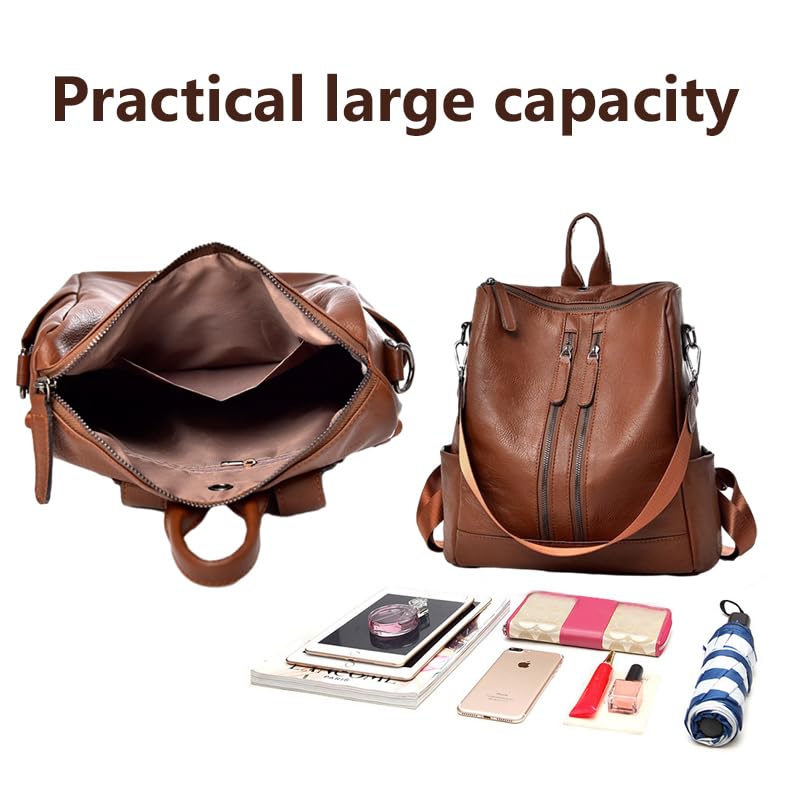 Mochila Femininas Bolsa De Viagem Escolar Faculdade Grande Capacidade Acompanha Uma Alça De Ombro Removível E Uma Entrada Para Fone De Ouvido (Marrom)