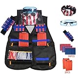 Tactical Vest Jacket kits for Nerf N-Strike Elite Series Adjustable Elite Tactical Vest Jacket Kit & Protective Glasses& Hand Wrist Band & Short Reload Clips for Children
