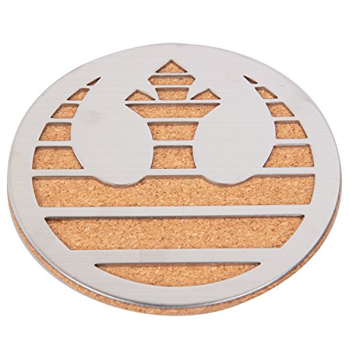 Star Wars Coasters, Set of 4 - Cork with Laser Cut Steel Rebel and Imperial Logos - 4" Round
