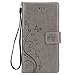 Galaxy J3 Case,Premiun Wallet Leather Credit Card Holder Butterfly Flower Pattern Flip Folio Stand Case for Samsung Galaxy J3 2016 J320 & Amp Prime & Express Prime with a Wrist Strap - Grey