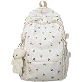 Cohawk Floral Backpack for Women Coquette Aesthetic Nylon Rucksack Cute Kawaii Backpack With Rose Pattern