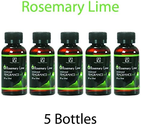Aromatherapy Hosley's Premium Rosemary Lime Highly Scented warming OILS-Box of 5 / 55 ml (1.86 fl oz) ea.. BULK BUY. Ideal GIFT for weddings, spa, Reiki, Meditation, Bathroom settings W9.