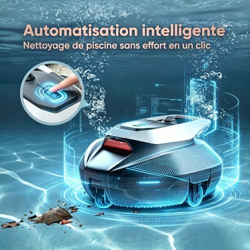 Robot Piscine Pooleco 10, Aspirateur Piscine sans Fil 90min et 2,5 litres, Auto-Parking, Entretien Facile, pour Toutes Les Formes et Surfaces de Piscines Hors Sol et Enterrées Jusqu’à 80㎡