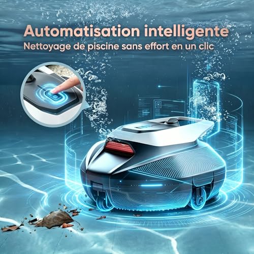 Pooleco 10 Pool Robot, Wireless Pool Vacuum Cleaner 90min and 2.5 Liters, Self-Parking, Easy Care, for All Shapes and Surfaces of Above Ground and Buried Pools up to 80㎡