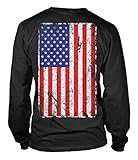 BIG Distressed American Flag Long Sleeve Mens T-Shirt Tee