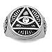 Elfasio Men's Stainless Steel Ring Illuminati The All-seeing-eye pyramid/eye symbol