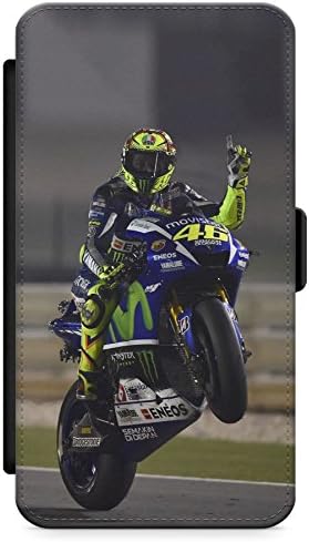 iPhone 8 Case, Valentino Rossi Wheelie Phone Case by Casechimp® | Premium Leather Flip Wallet Card Holder Slots | Motogp Vr46 The Doctor Yamaha Vale