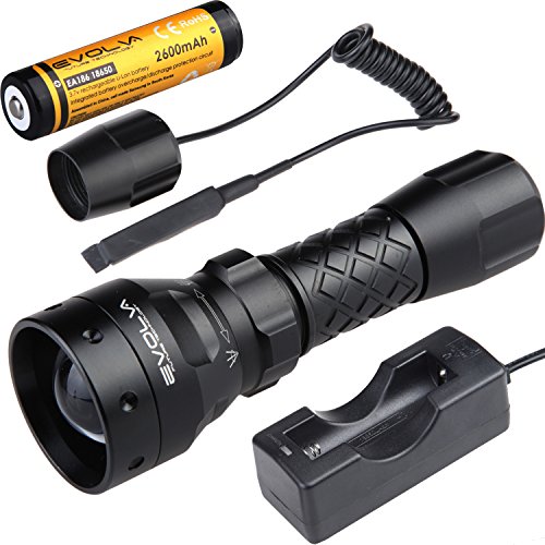 Evolva Future Technology T38 IR 38mm Lens Infrared Flashlight Light Night Vision Torch - Infrared Light is Invisible to Human Eyes (Torch+Battery+Charger+Rat Tail)