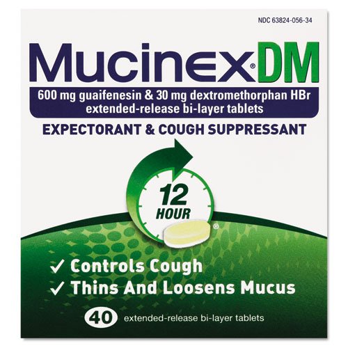 Mucinex DM Expectorant and Cough Suppressant, 40 Tablets per Bottle Mucinex DM Expectorant and Cough Suppressant, 40 Tablets per Bottle