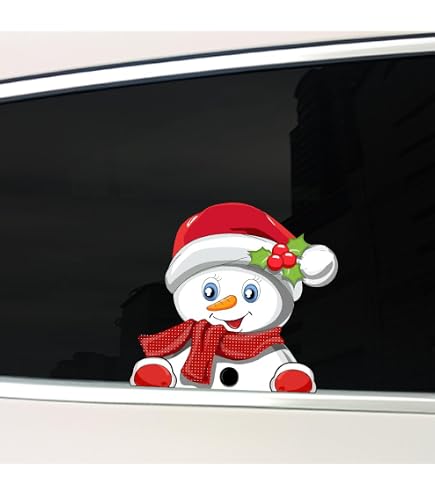 Calcomanía Navideña Para Coche - Adhesivo Decorativo De PVC Con Diseño De Muñeco De Nieve, Doble Cara Y Resistente | Decoración Divertida Para Ventanas