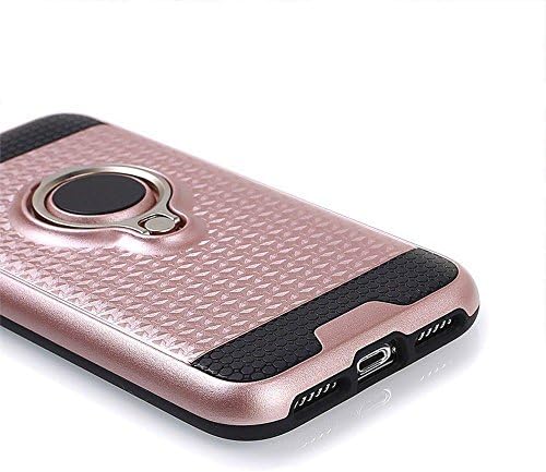 iPhone X Case, Magnetic Car Mount Case with 360 ring For easy use in your hand, ring also may be used as a kickstand to watch videos, Hybrid Dual Layer Rugged Phone Case For iPhone X Rose Gold
