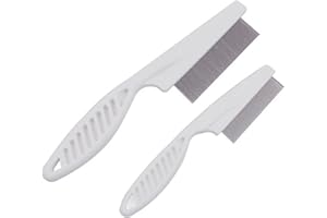 WSJIABOFUX 2Pcs White Long Handle Metal Hair Nit Comb Remove Head Nits Nit Comb For Pets Kids And Adults Lice Treatments (14cm, 18cm)，Lice Treatments，Lice Combs