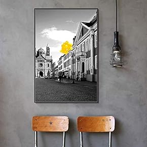 Floating Framed Canvas Wall Art for Living Room, Bedroom Black and White City Canvas Prints for Home Decoration Ready to Hang - 16x24 inches