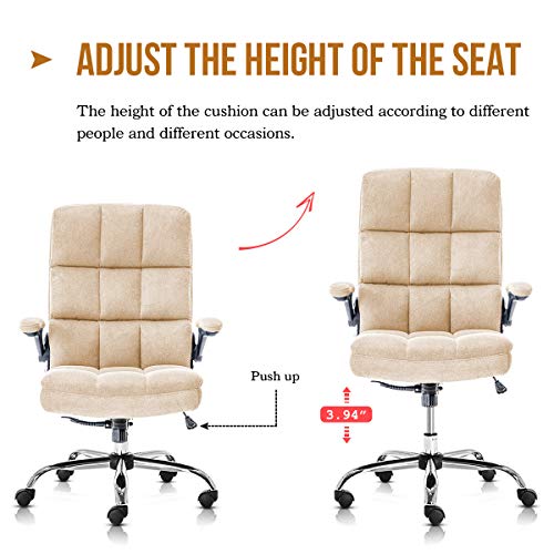 KERMS Velvet Office Chair Adjustable Tilt Angle and Flipup Arms