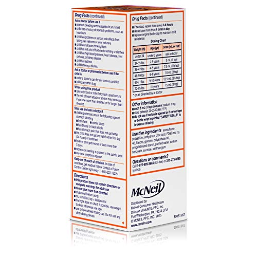 Children's Motrin Oral Suspension, Pain Relief, Ibuprofen, Bubble Gum Flavored, 4 Oz