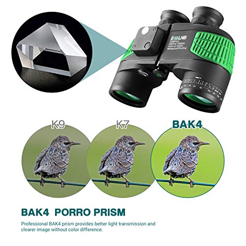 ESSLNB Marine Fernglas mit Entfernungsmesser Nachtsicht Kompass 7x50 Militär Feldstecher Ferngläser Wasserdicht BAK4 für Kinder Erwachsene mit Tasche und Gurt – Bild 6