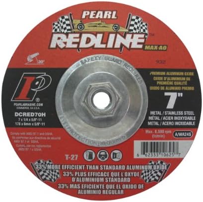 Redline Max A.O.DC Grinding Wheel 7 x 1/4 x 5/8-11 A/WA24R T-27, Pack of 10