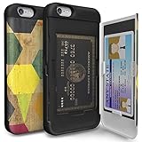iPhone 6S Case, TORU [CX PRO][Pattern] Protective Hidden Wallet Case with [Card Slot][ID Holder][Mirror] for iPhone 6 / iPhone 6S - Wood Geo