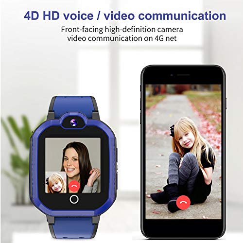 4G Smart Watch for Kids - WiFi GPS Tracker Kids Smartwatch Phone Waterproof Touch Screen Digital Wrist Watch with Call Voice Video Chat Pedometer Fitness Tracker Alarm Clock for Boys Girls (Blue)